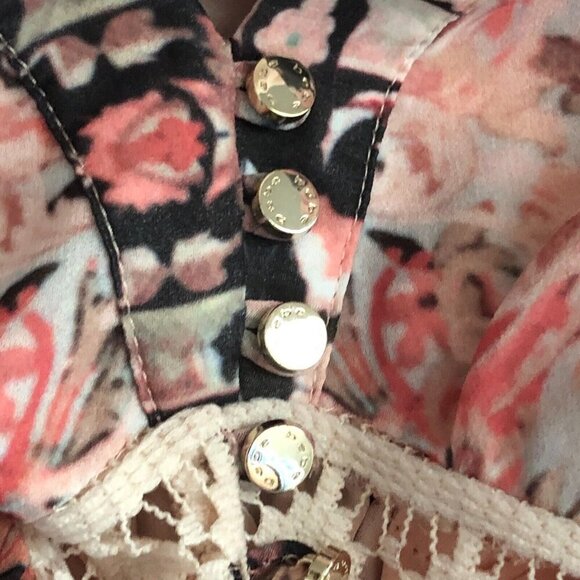 Y2K Vintage Bebe Silk Babydoll Empire Waist Bell Sleeve Blouse - Picture 9 of 15